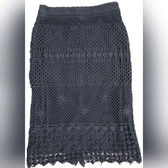 Anthropologie Black Lace Pencil Skirt size 2 - Picture 8 of 10